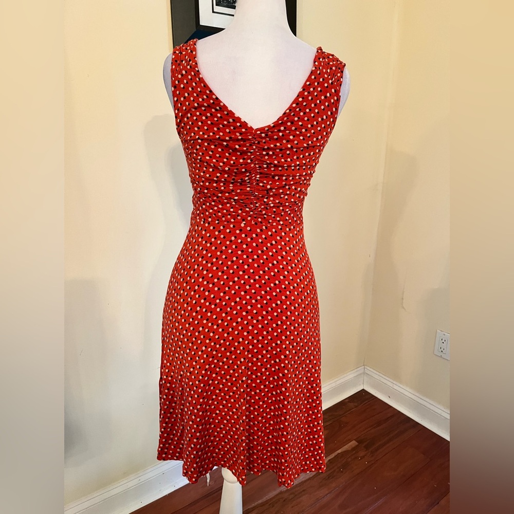 Boden Red and White Polka Dot Midi Dress‎ - Picture 4 of 5